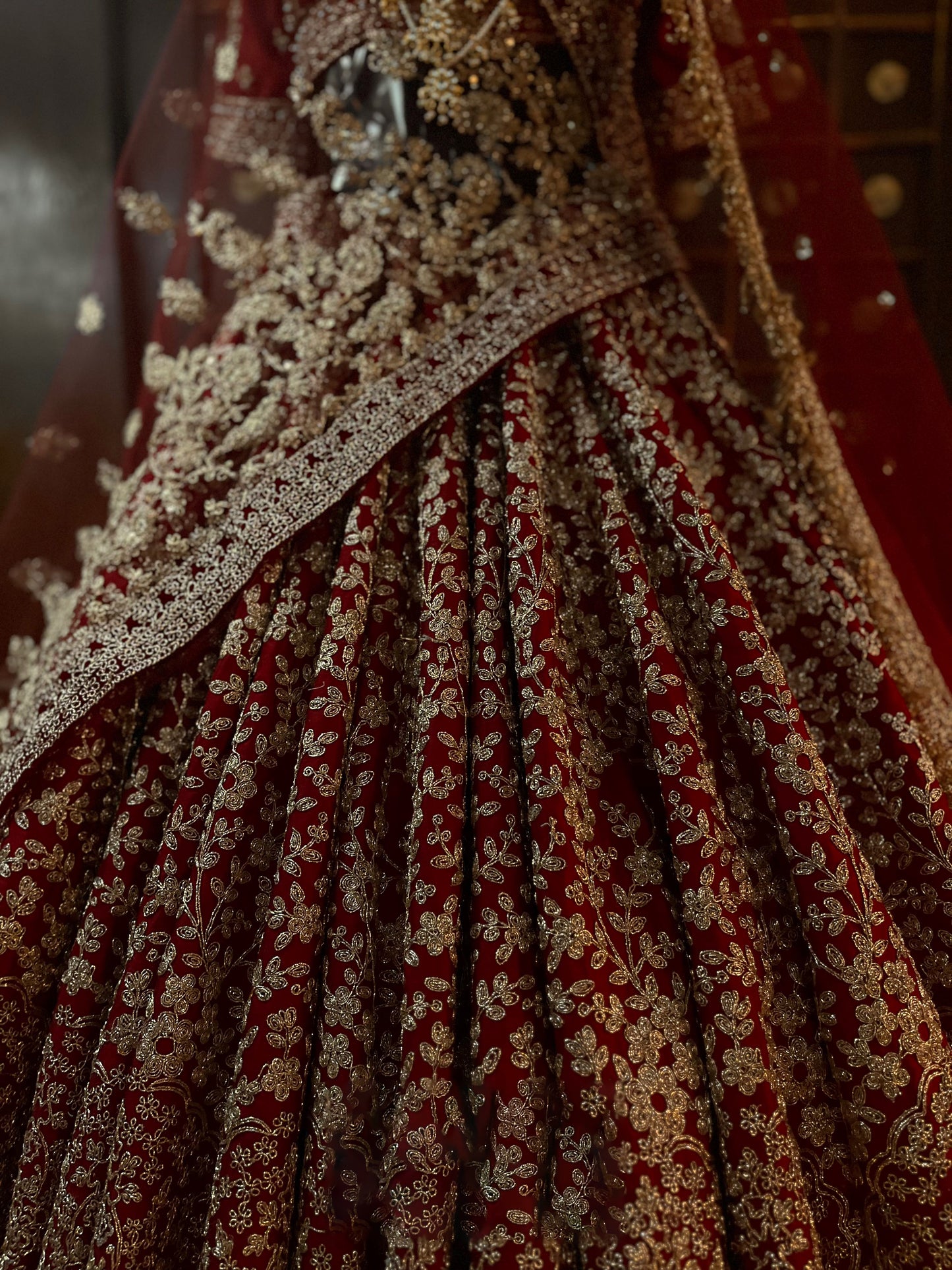 PAISLEY HEAVY EMBROIDERED ALLOVER SILK LEHENGA