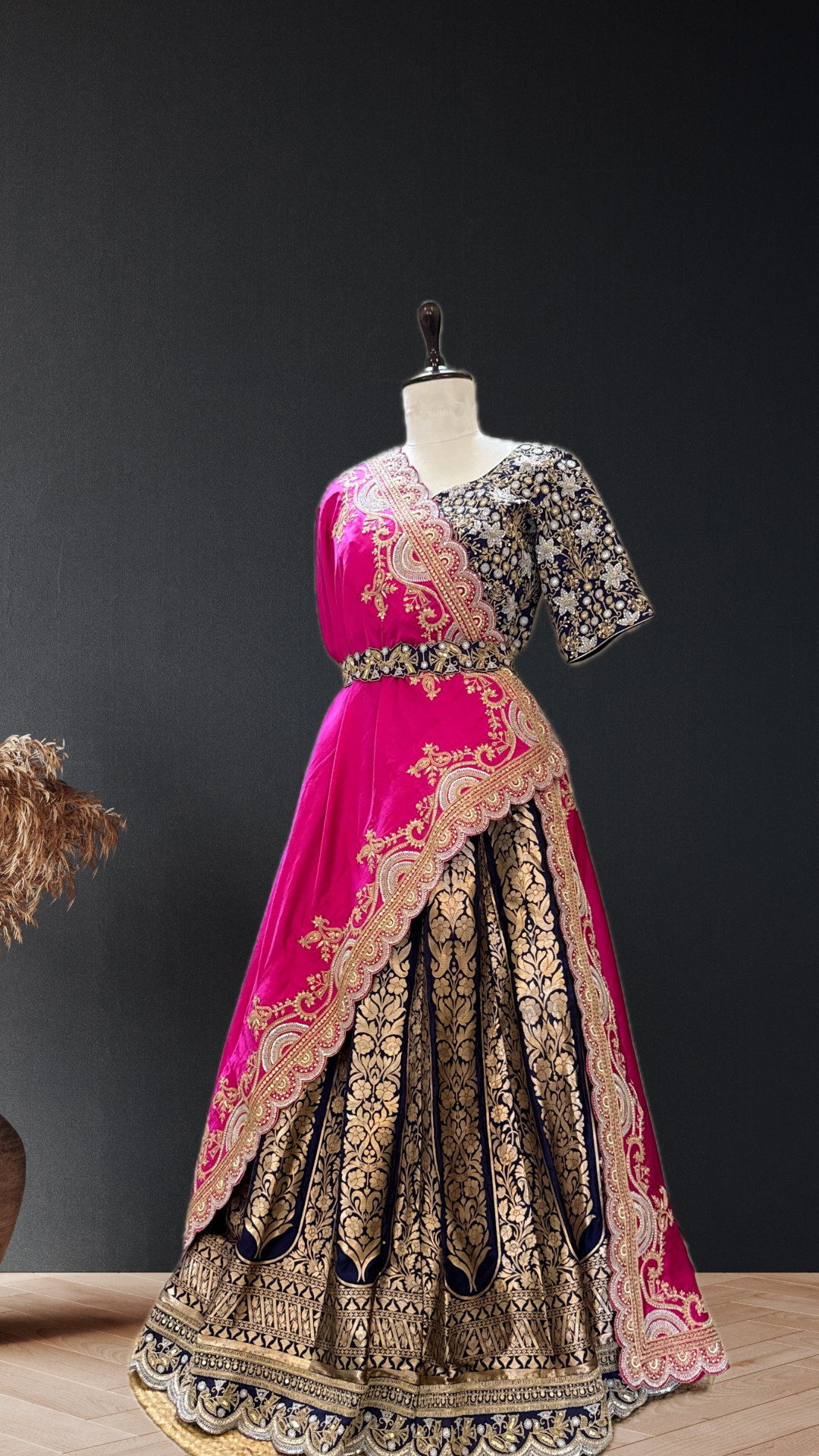 PURE KADWA WEAVE BANARASI LEHENGA WITH MARODI WORK DUPATTA