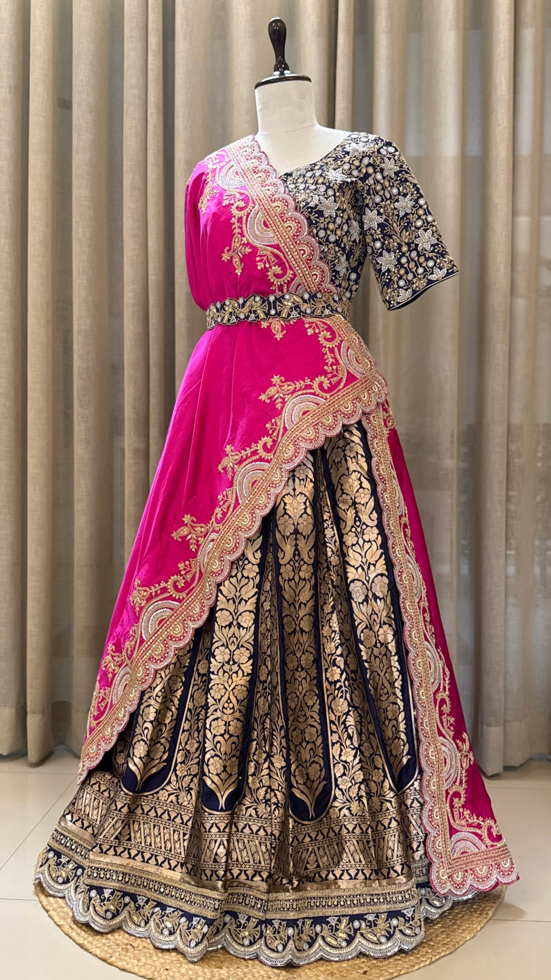 PURE KADWA WEAVE BANARASI LEHENGA WITH MARODI WORK DUPATTA