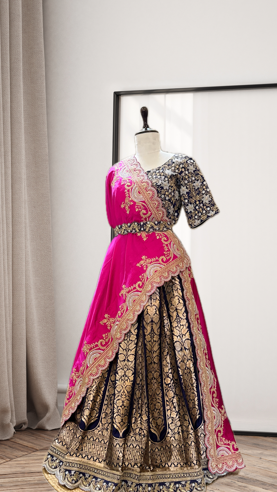 PURE KADWA WEAVE BANARASI LEHENGA WITH MARODI WORK DUPATTA