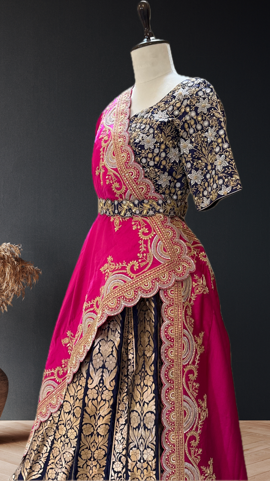 PURE KADWA WEAVE BANARASI LEHENGA WITH MARODI WORK DUPATTA