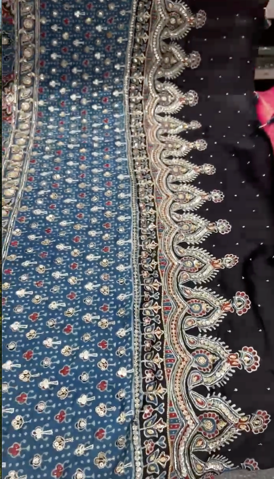 HAND BLOCKED HEAVY EMEBROIDERED AJRAKH DUPATTA