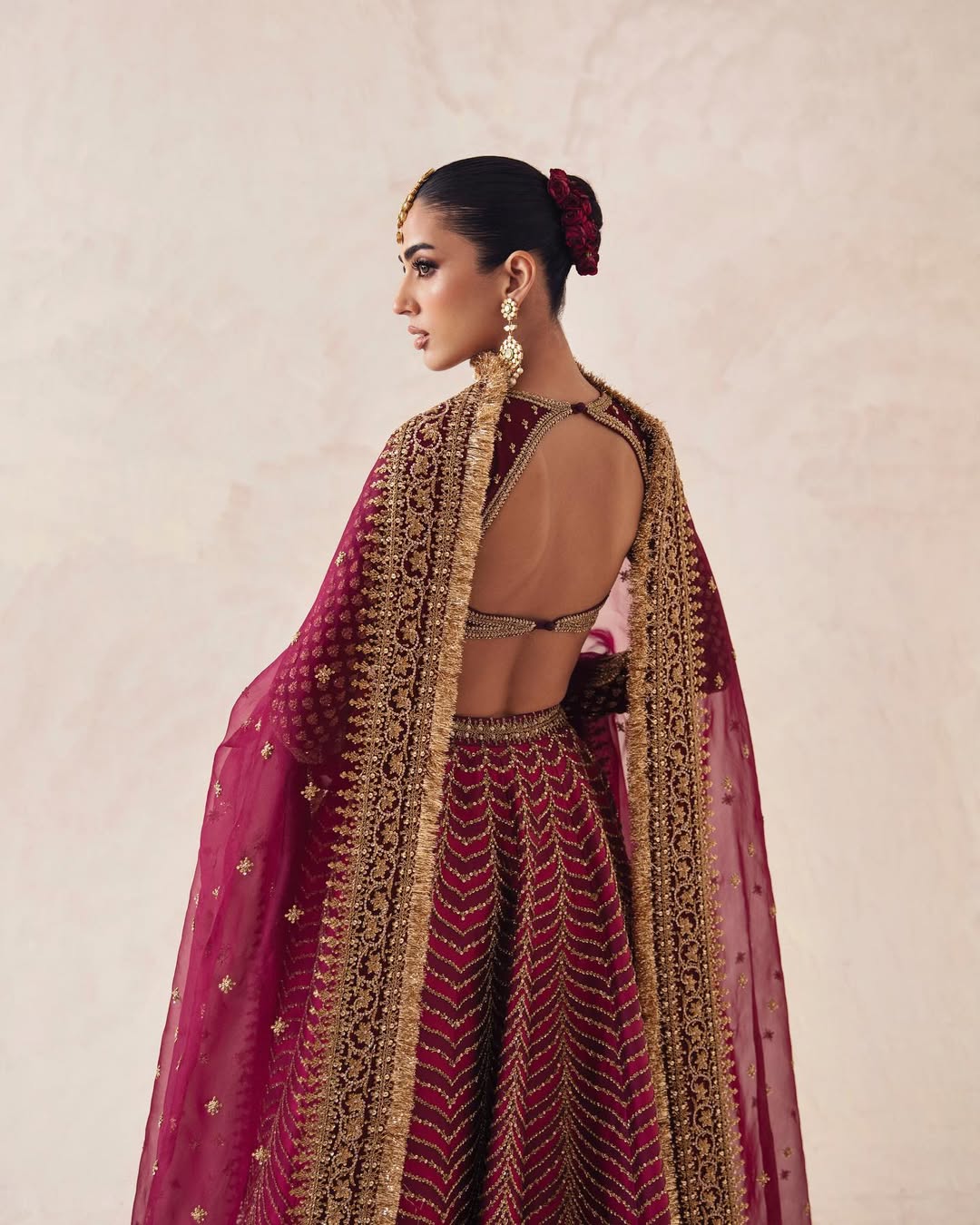 DARK PINK FULL BOOTI EMBROIDERED LEHENGA
