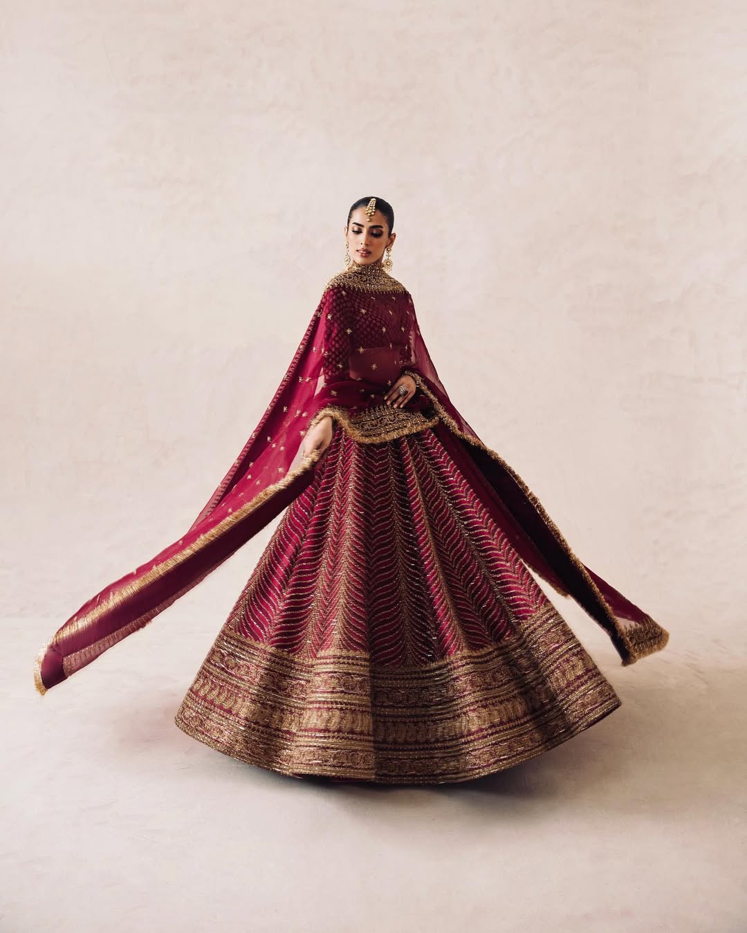 DARK PINK FULL BOOTI EMBROIDERED LEHENGA