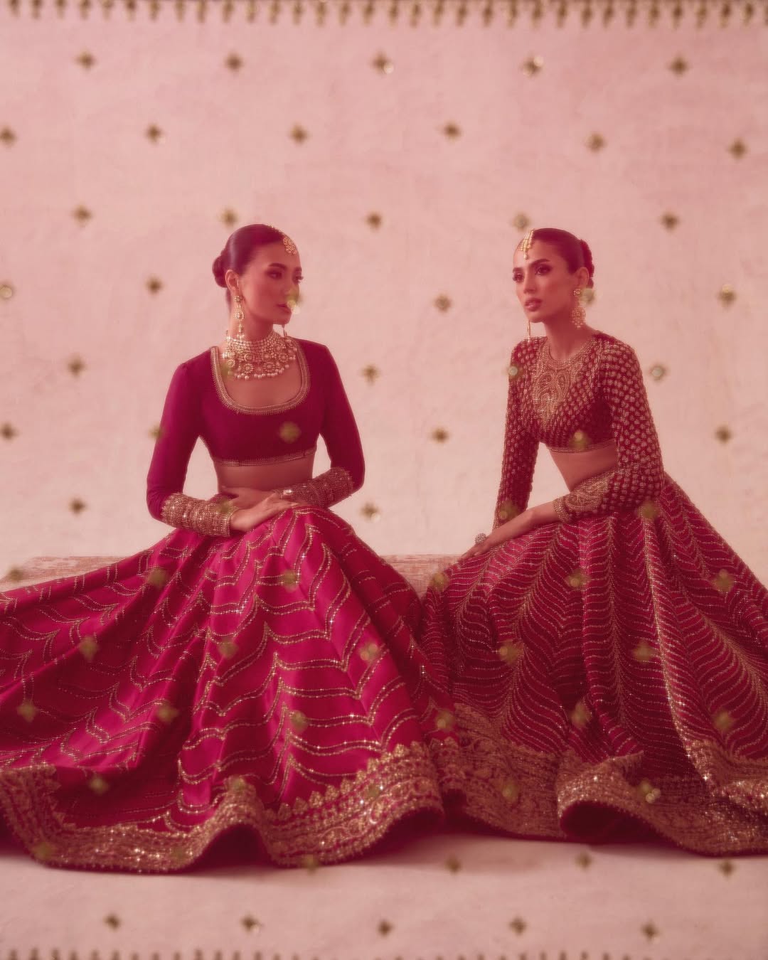 DARK PINK FULL BOOTI EMBROIDERED LEHENGA