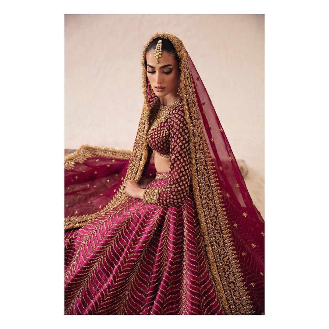 DARK PINK FULL BOOTI EMBROIDERED LEHENGA