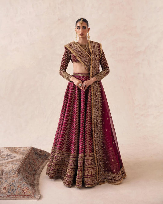 DARK PINK FULL BOOTI EMBROIDERED LEHENGA