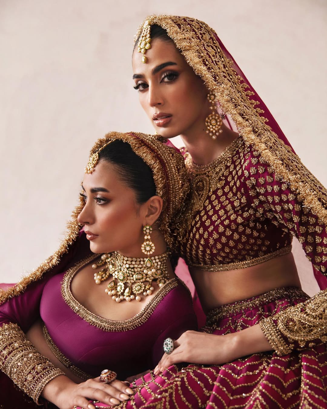 DARK PINK FULL BOOTI EMBROIDERED LEHENGA