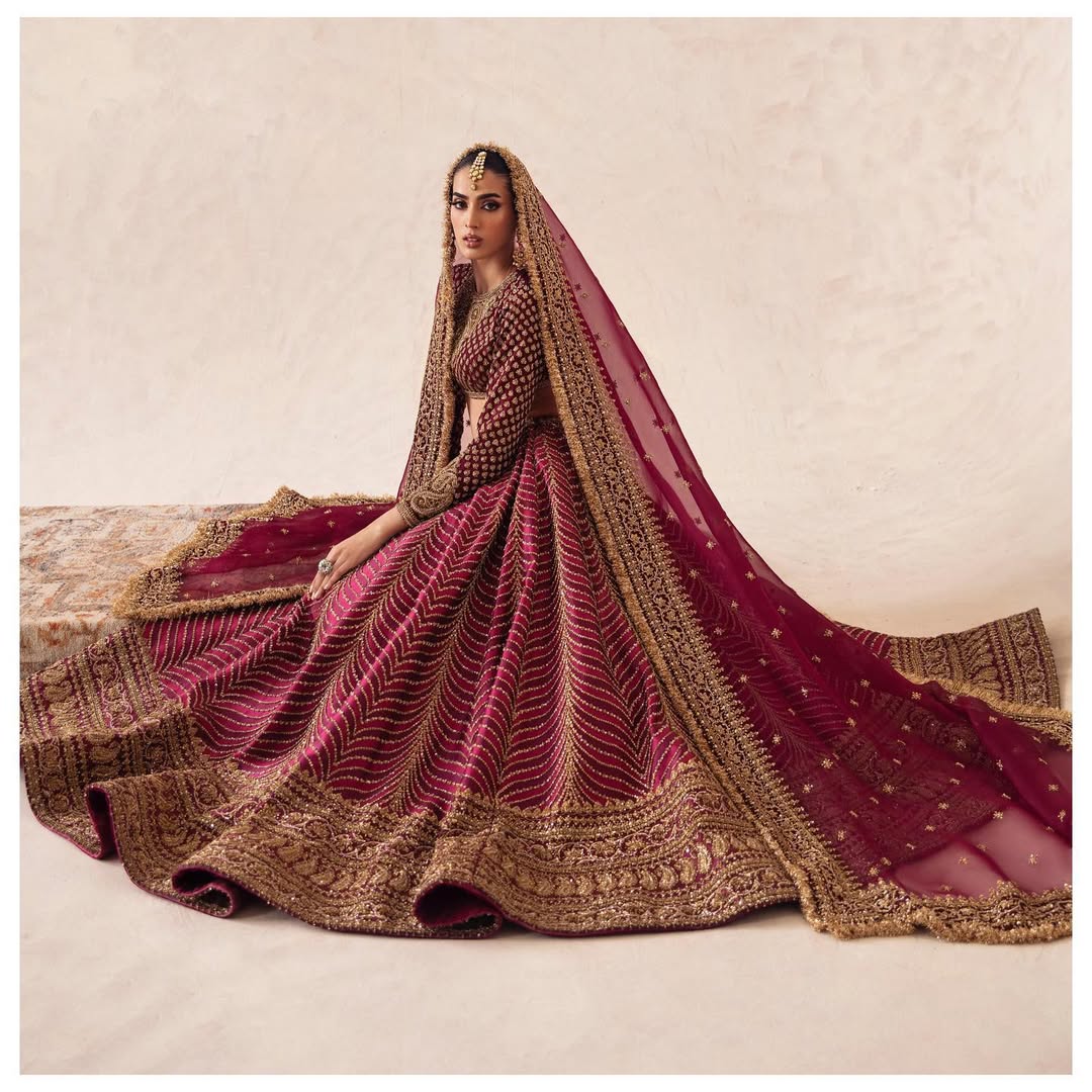 DARK PINK FULL BOOTI EMBROIDERED LEHENGA