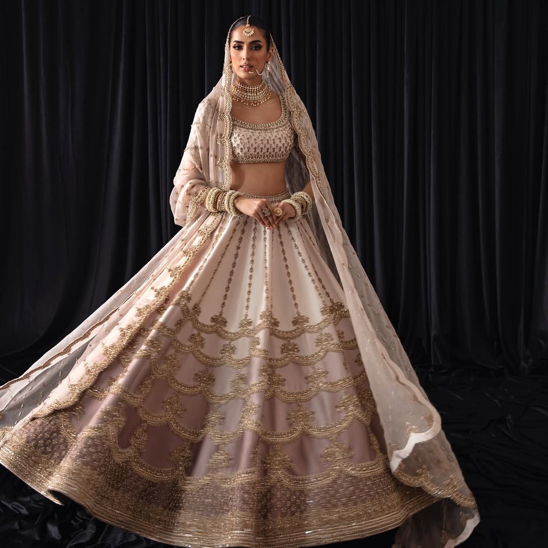 IVORY PINK ZARDOZI BRIDAL LEHENGA