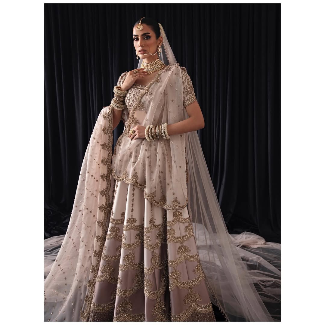 IVORY PINK ZARDOZI BRIDAL LEHENGA