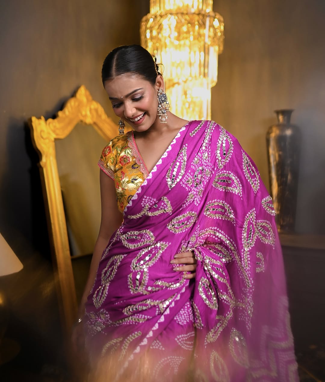HANDCRAFTED BANDHANI SILK SARI- MAGENTA