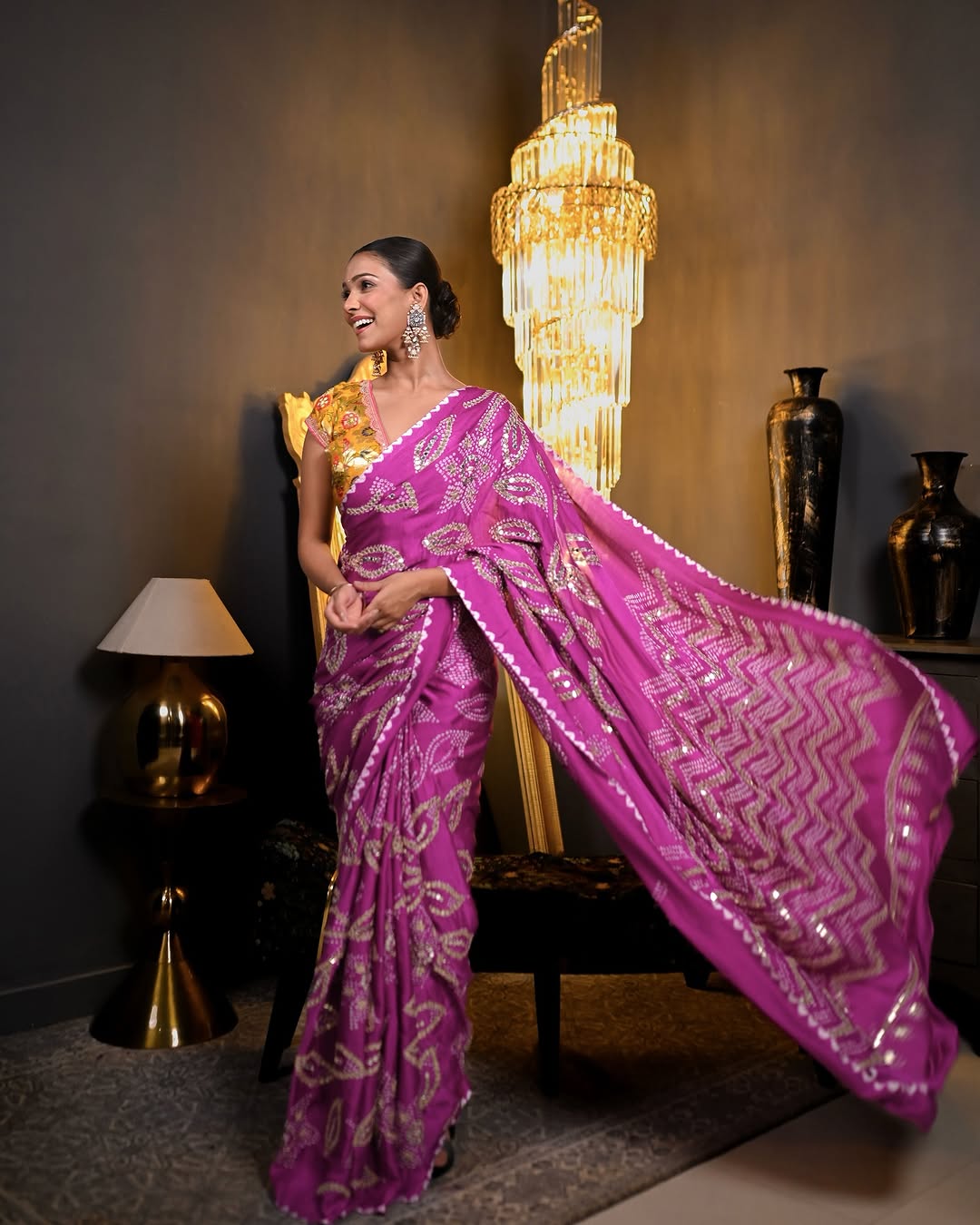 HANDCRAFTED BANDHANI SILK SARI- MAGENTA