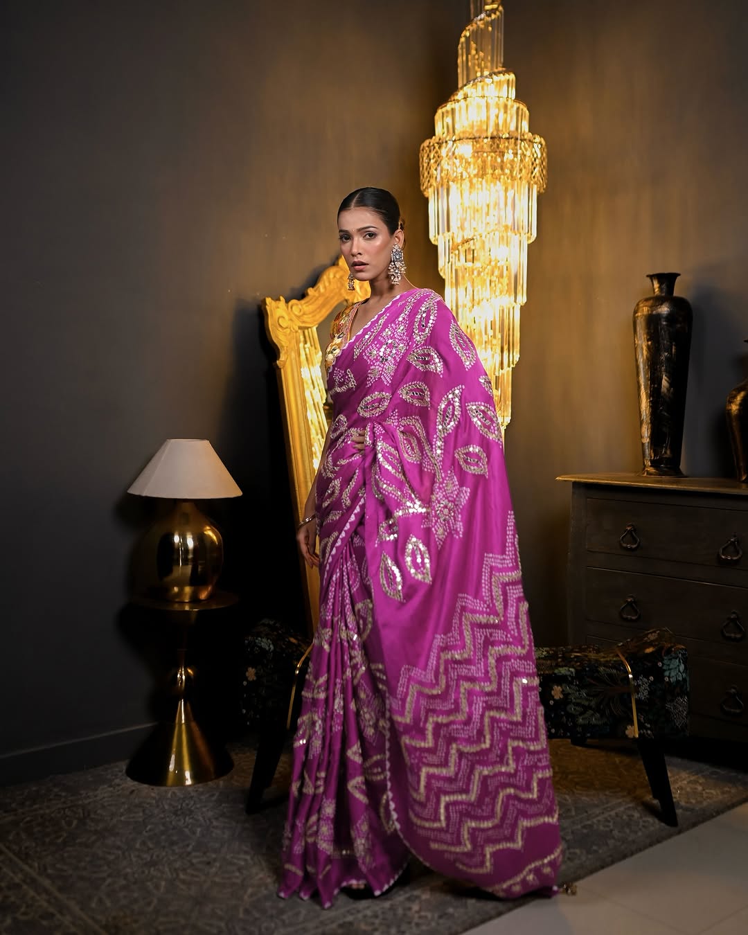 HANDCRAFTED BANDHANI SILK SARI- MAGENTA