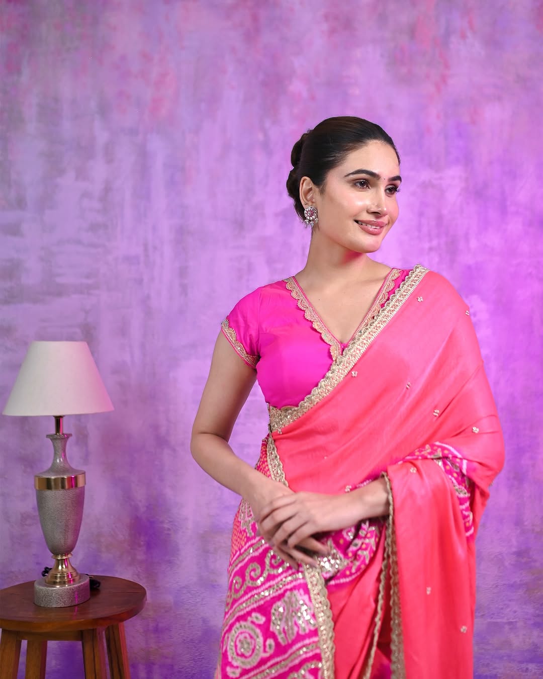 HANDCRAFTED BANDHANI SILK SARI- GREEN/PINK