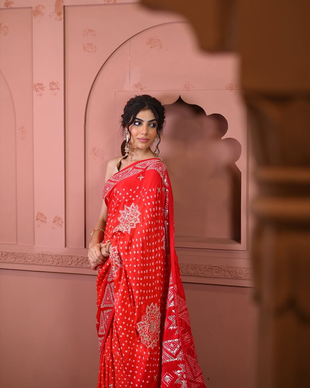 HANDCRAFTED BANDHANI SILK SARI- RED