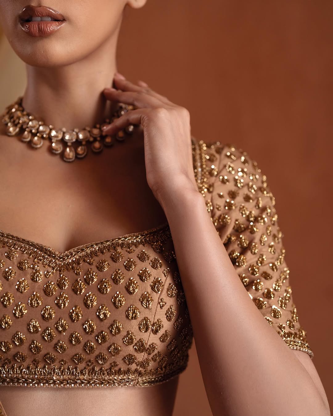 COFFEE BROWN RAW SILK AND SATIN SILK BRIDAL LEHENGA