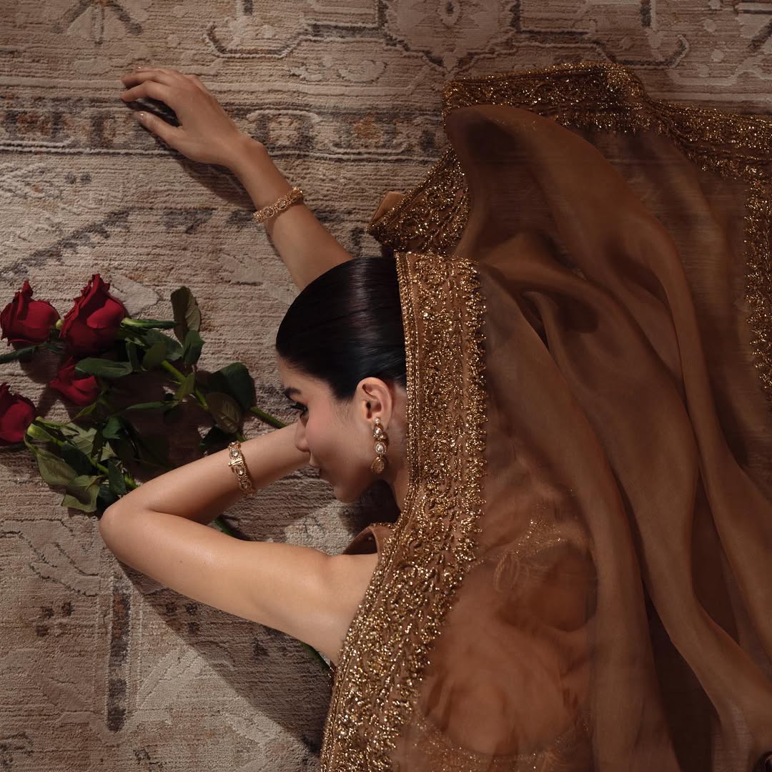 COFFEE BROWN V NECK BRIDAL LEHENGA