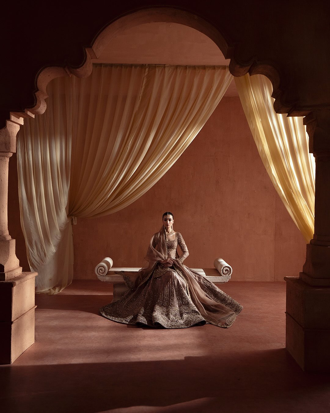 FAWN BRIDAL RAW AND SATIN SILK LEHENGA