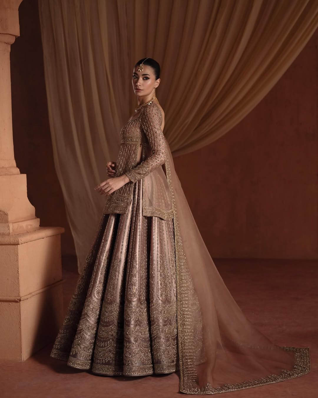 FAWN BRIDAL RAW AND SATIN SILK LEHENGA
