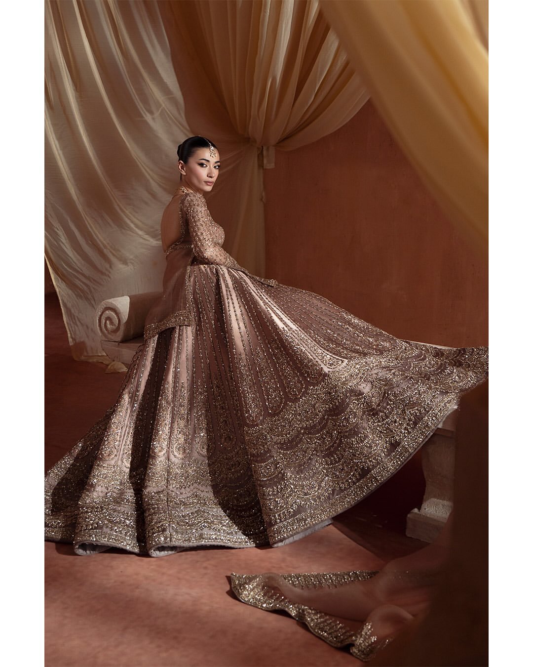 FAWN BRIDAL RAW AND SATIN SILK LEHENGA