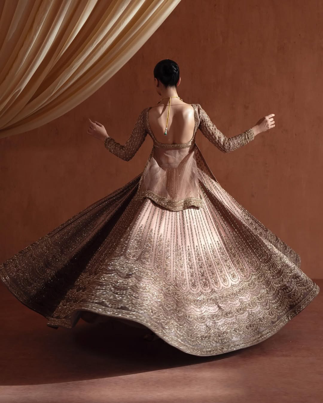 FAWN BRIDAL RAW AND SATIN SILK LEHENGA