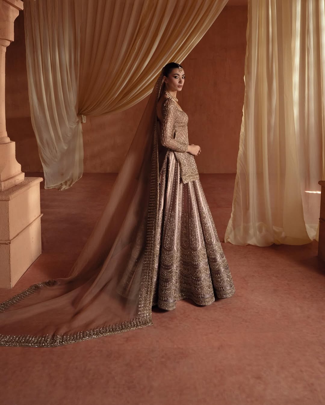 FAWN BRIDAL RAW AND SATIN SILK LEHENGA