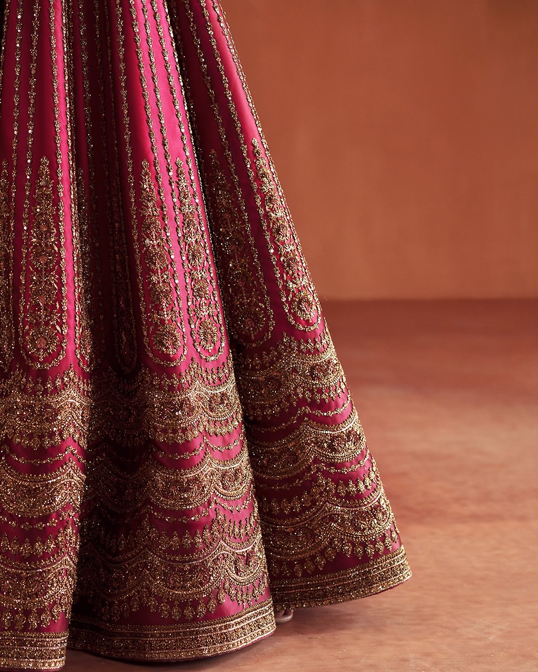 CHERRY RED BRIDAL LEHENGA WITH NAQSHI EMBROIDERY