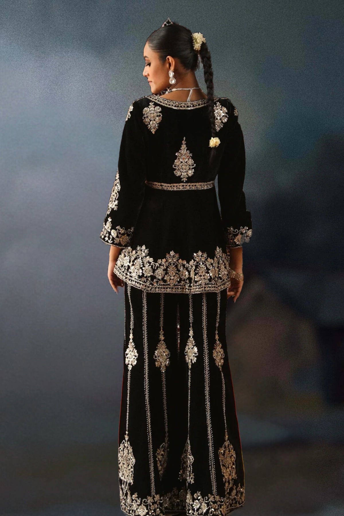 BLACK VELVET SHARARA SET